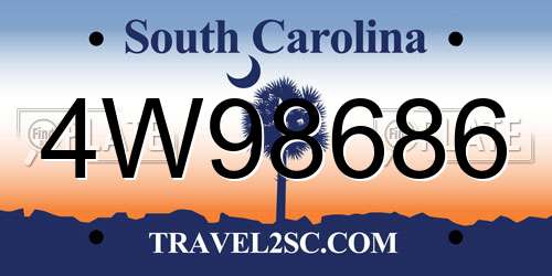 4W98686 South Carolina License Plate