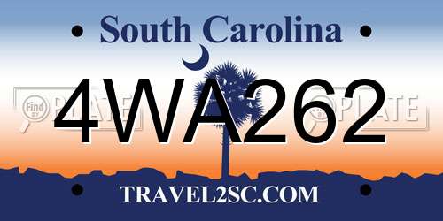 4WA262 South Carolina License Plate