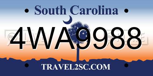 4WA9988 South Carolina License Plate