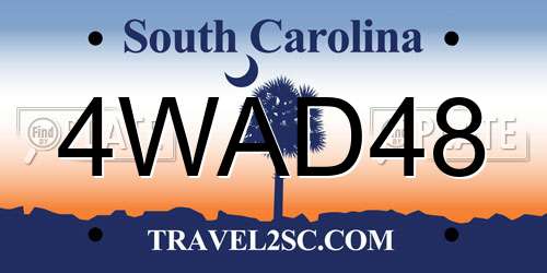4WAD48 South Carolina License Plate