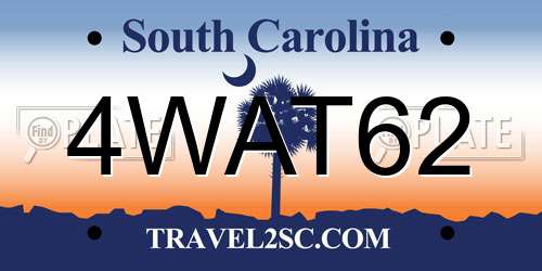 4WAT62 South Carolina License Plate
