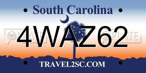 4WAZ62 South Carolina License Plate