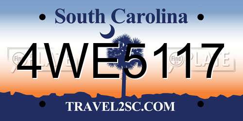 4WE5117 South Carolina License Plate