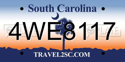 4WE8117 South Carolina License Plate