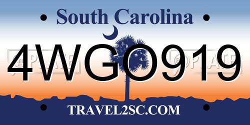 4WGO919 South Carolina License Plate
