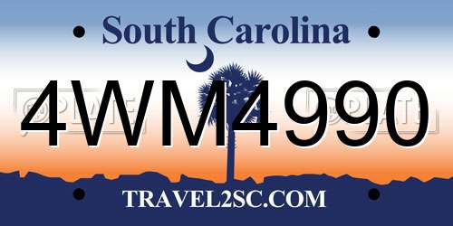 4WM4990 South Carolina License Plate