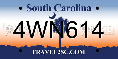 4WN614 South Carolina License Plate