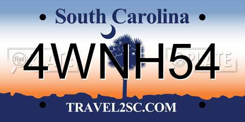 4WNH54 South Carolina License Plate