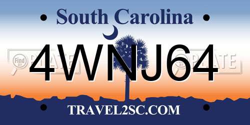 4WNJ64 South Carolina License Plate