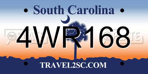 4WR168 South Carolina License Plate