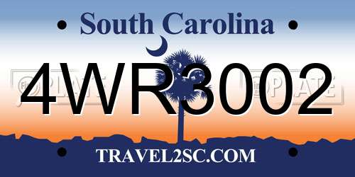 4WR3002 South Carolina License Plate