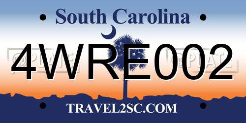 4WRE002 South Carolina License Plate
