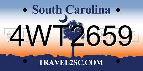 4WT2659 South Carolina License Plate