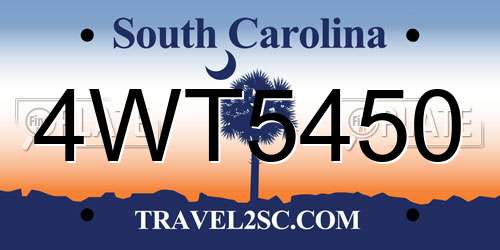 4WT5450 South Carolina License Plate