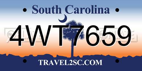 4WT7659 South Carolina License Plate