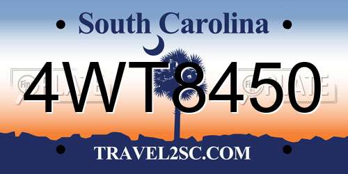 4WT8450 South Carolina License Plate