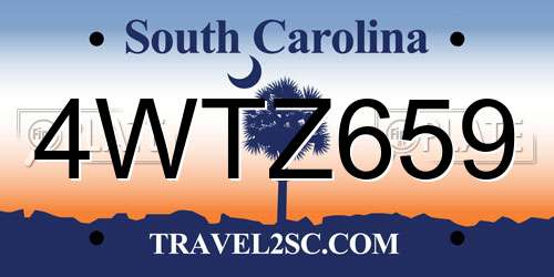 4WTZ659 South Carolina License Plate