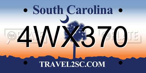 4WX370 South Carolina License Plate