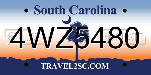 4WZ5480 South Carolina License Plate