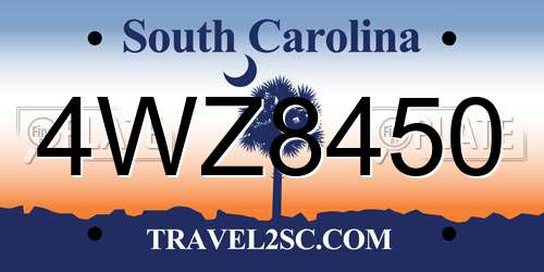 4WZ8450 South Carolina License Plate