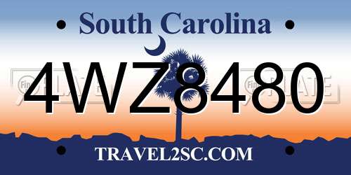 4WZ8480 South Carolina License Plate