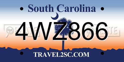 4WZ866 South Carolina License Plate