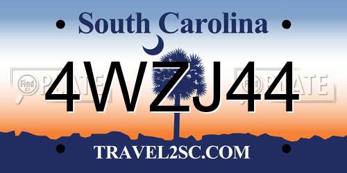 4WZJ44 South Carolina License Plate