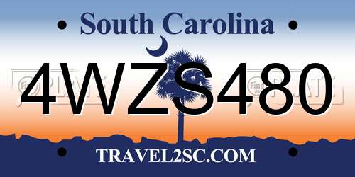 4WZS480 South Carolina License Plate