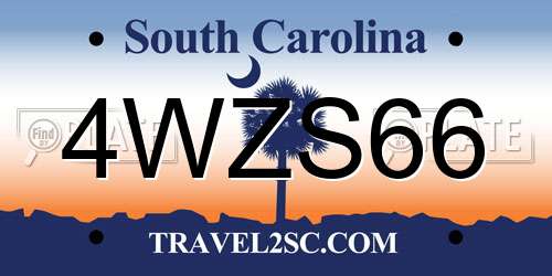 4WZS66 South Carolina License Plate