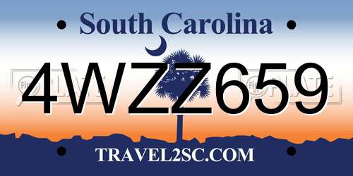 4WZZ659 South Carolina License Plate