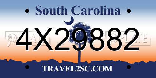 4X29882 South Carolina License Plate