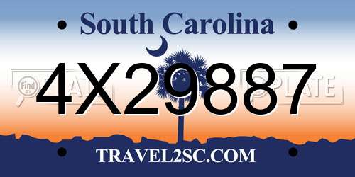 4X29887 South Carolina License Plate