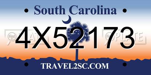 4X52173 South Carolina License Plate