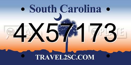 4X57173 South Carolina License Plate