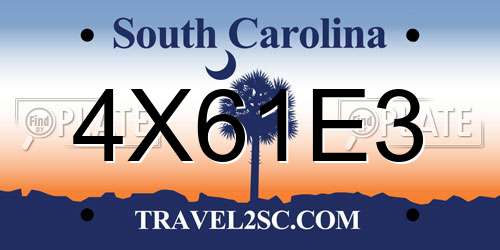 4X61E3 South Carolina License Plate