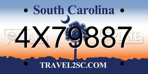 4X79887 South Carolina License Plate