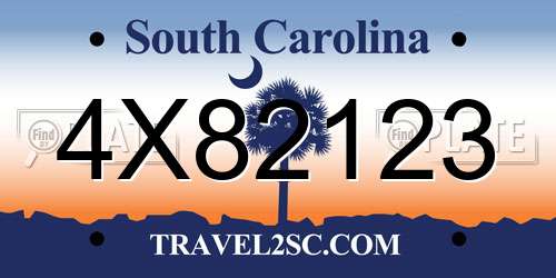4X82123 South Carolina License Plate
