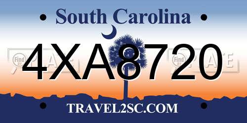 4XA8720 South Carolina License Plate