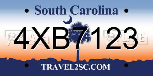 4XB7123 South Carolina License Plate