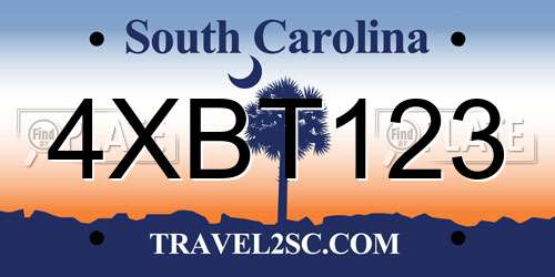 4XBT123 South Carolina License Plate