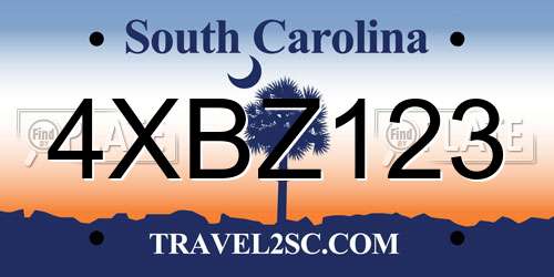 4XBZ123 South Carolina License Plate