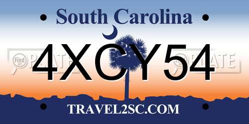 4XCY54 South Carolina License Plate