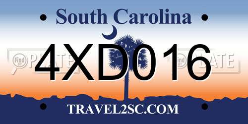4XD016 South Carolina License Plate