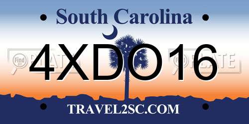 4XDO16 South Carolina License Plate
