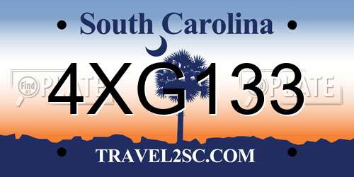 4XG133 South Carolina License Plate