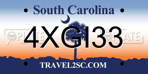 4XGI33 South Carolina License Plate