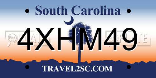 4XHM49 South Carolina License Plate