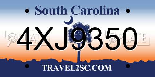 4XJ9350 South Carolina License Plate
