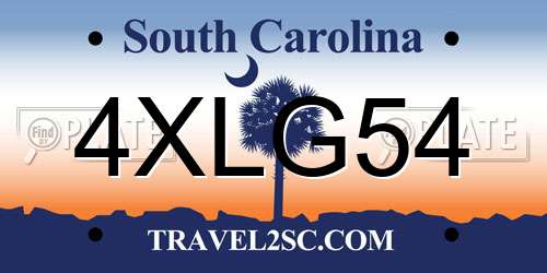 4XLG54 South Carolina License Plate