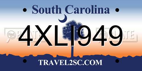 4XLI949 South Carolina License Plate